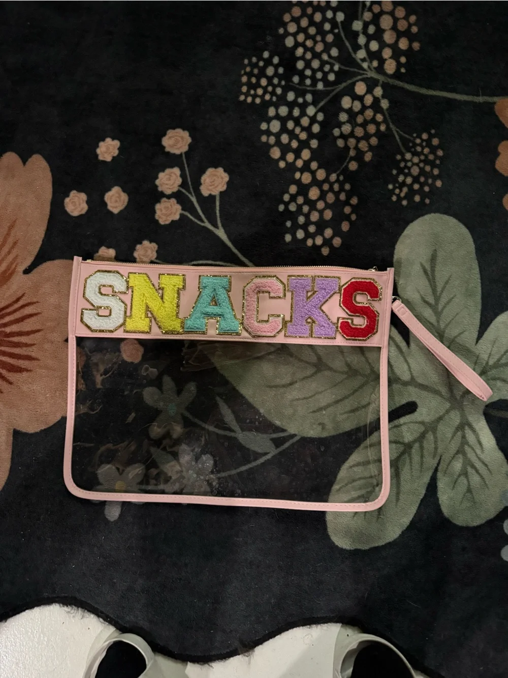 Clear Snack Wristlet Pouch with Pastel Lettering